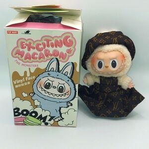 LABUBU POP MART The Monsters Exciting Macaron Vinyl Face Soy Milk Bag Charm.
